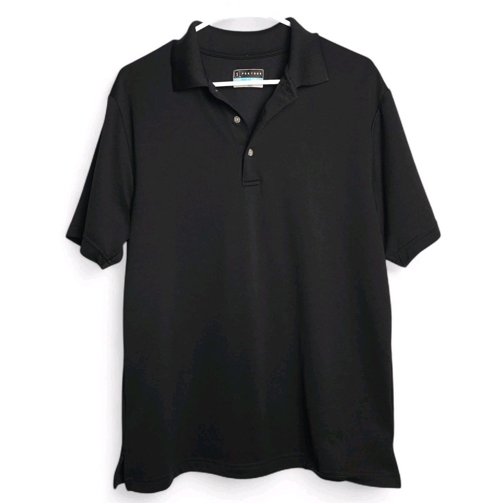 PGA Tour Airflux UPF 15 Short Sleeve Polo Shirt Men's Size M Black